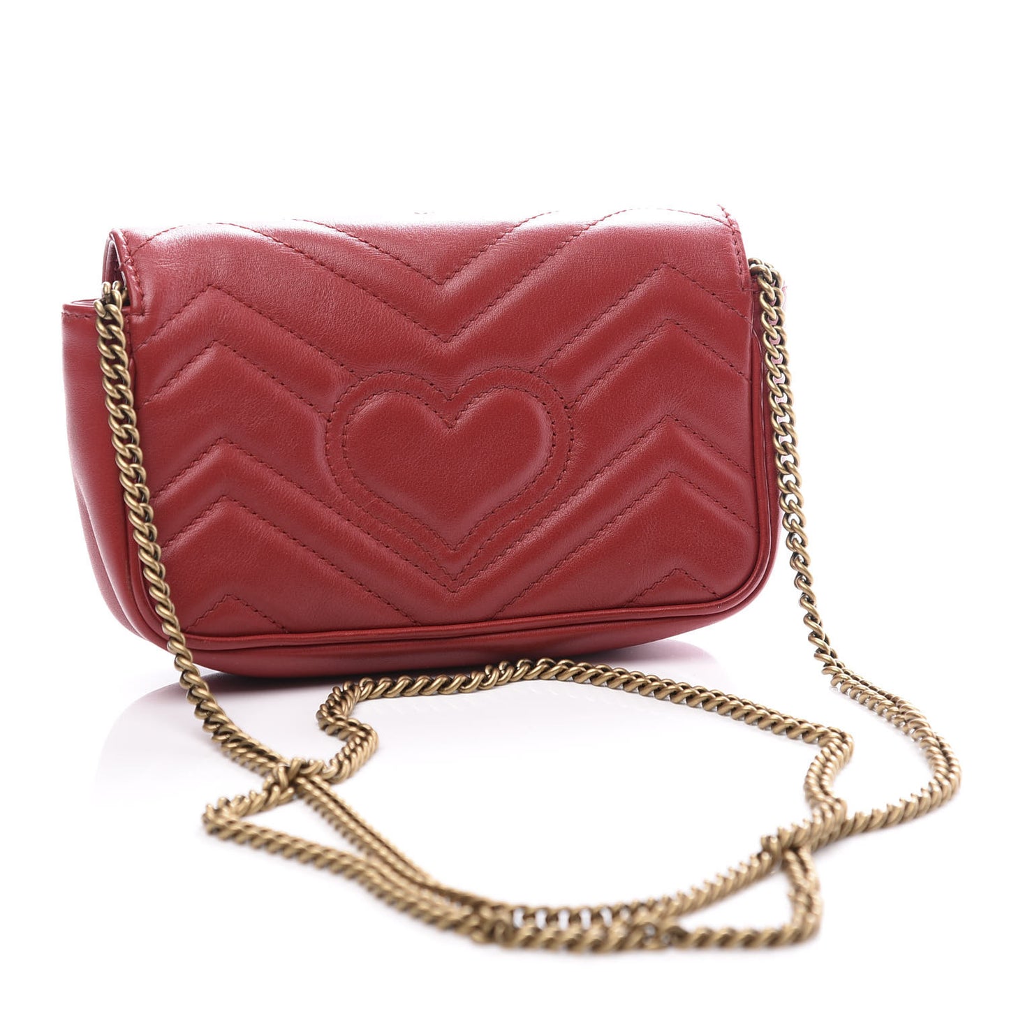 Calfskin Matelasse Super Mini GG Marmont Shoulder Bag Hibiscus Red