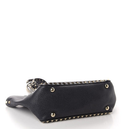 Valentino Garavani Pebbled Calfskin Small Rockstud Tote Marine 4 of 9
