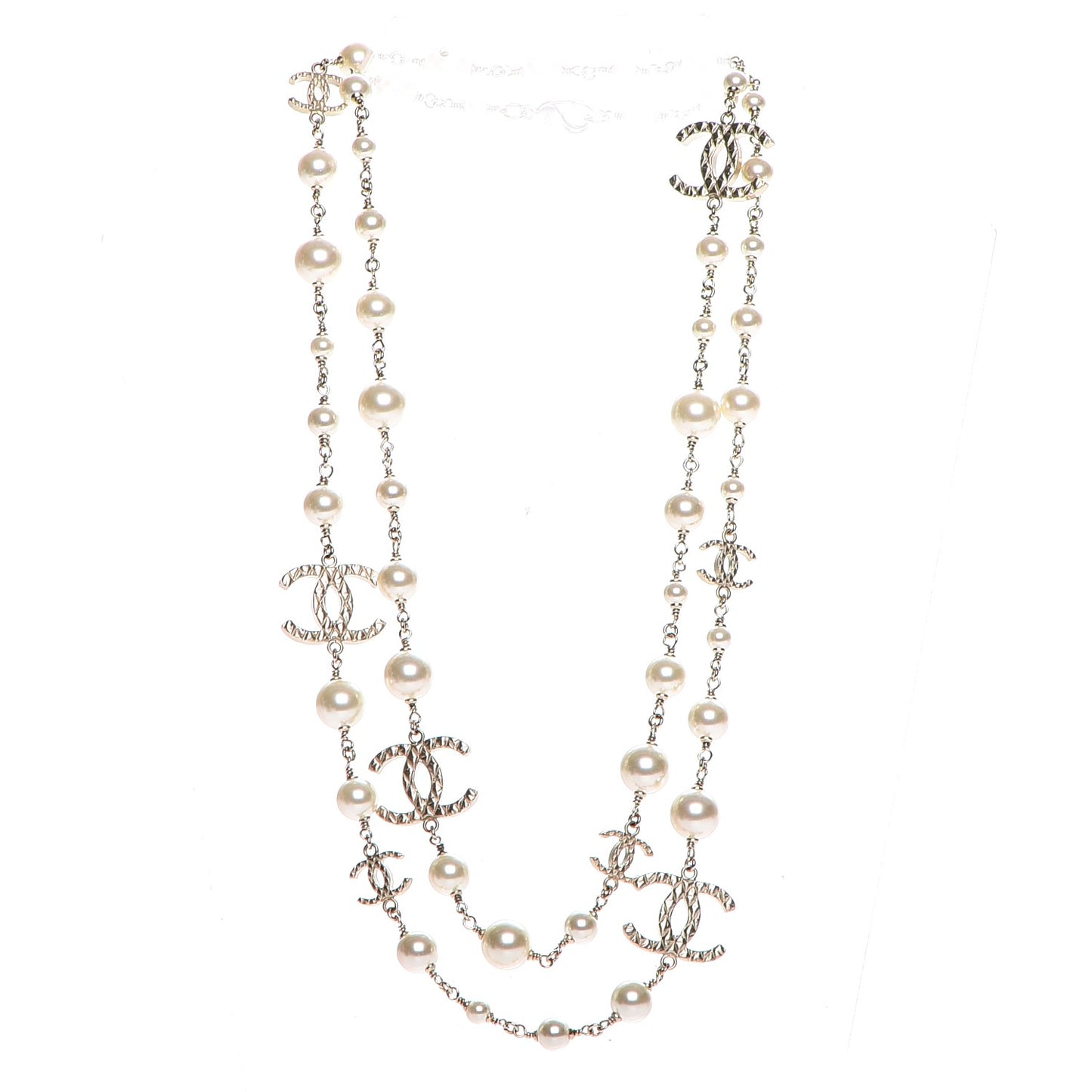 Pearl CC Long Necklace Light Gold