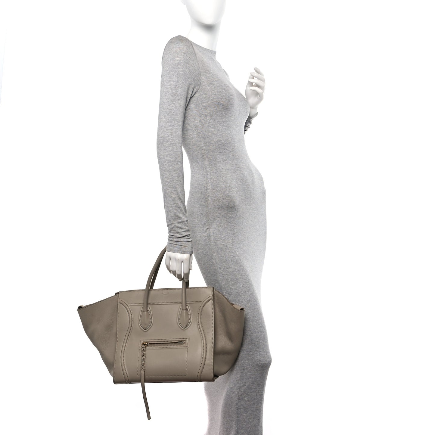 Grained Calfskin Medium Phantom Luggage Beige