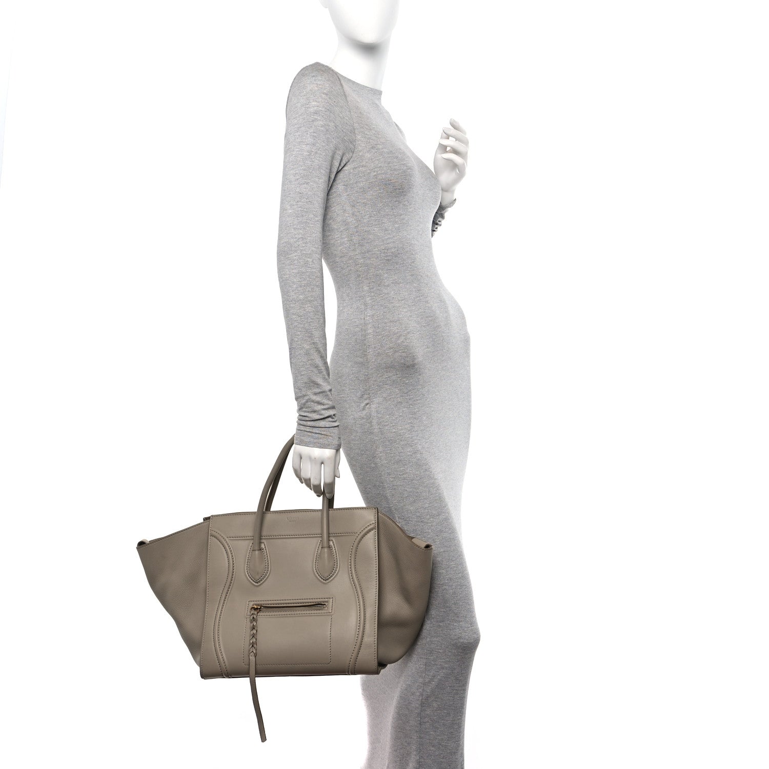 Celine Grained Calfskin Medium Phantom Luggage Beige 2 of 13