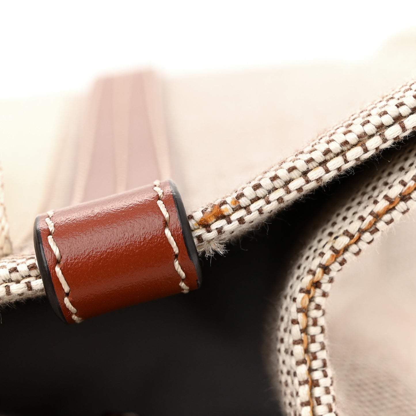 Cotton Calfskin Medium Woody Ribbon Tote White Brown