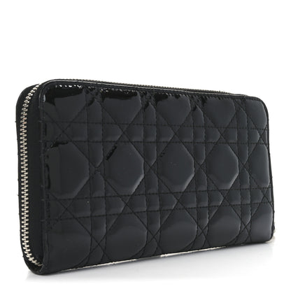Christian Dior Patent Cannage Lady Dior Continental Zip Wallet Black 3 of 7