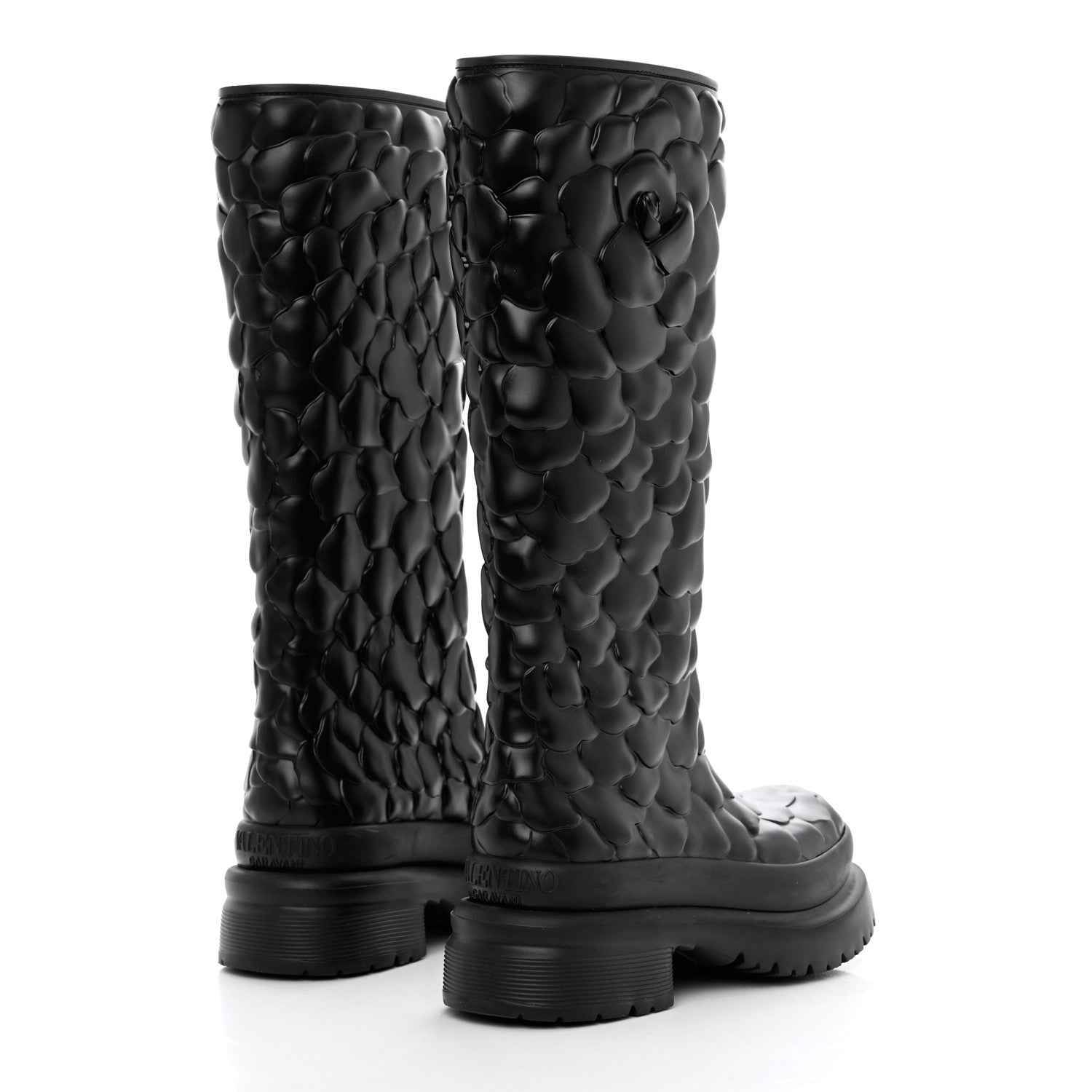 Valentino Garavani Rubber Atelier 03 Rose Edition 30/50mm Tall Rainboots 38 Black 4 of 10