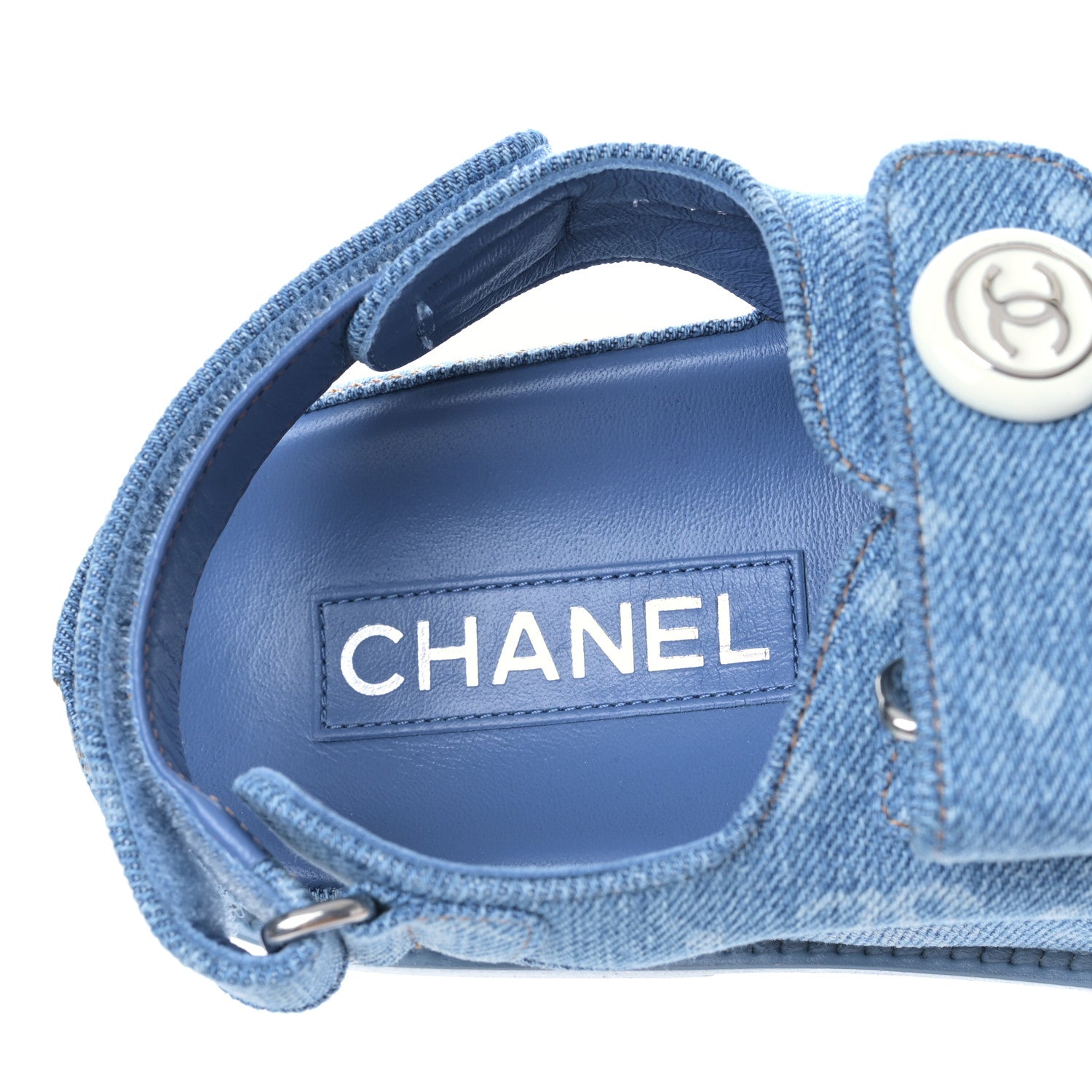 Chanel Denim CC Dad Sandals 38 Light Blue 7 of 8