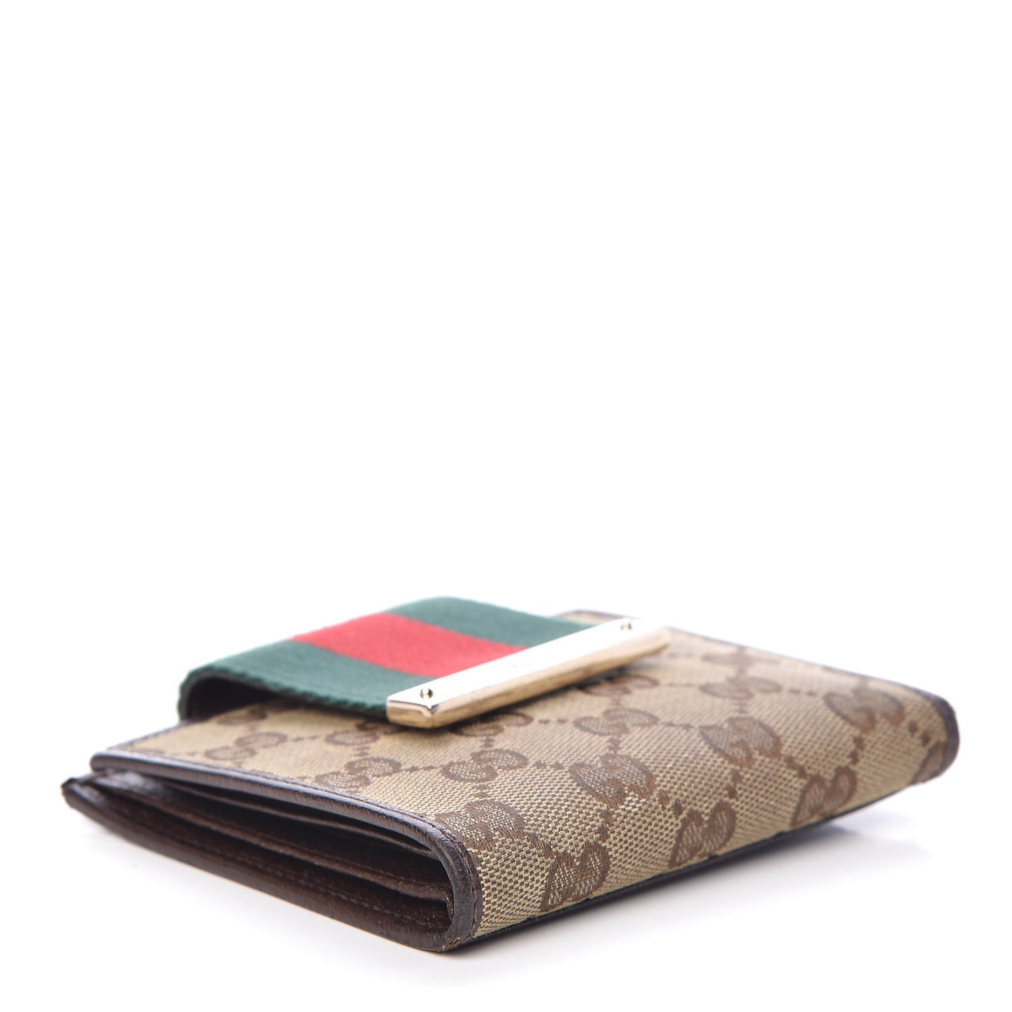 Monogram Ladies Web French Flap Wallet Dark Brown