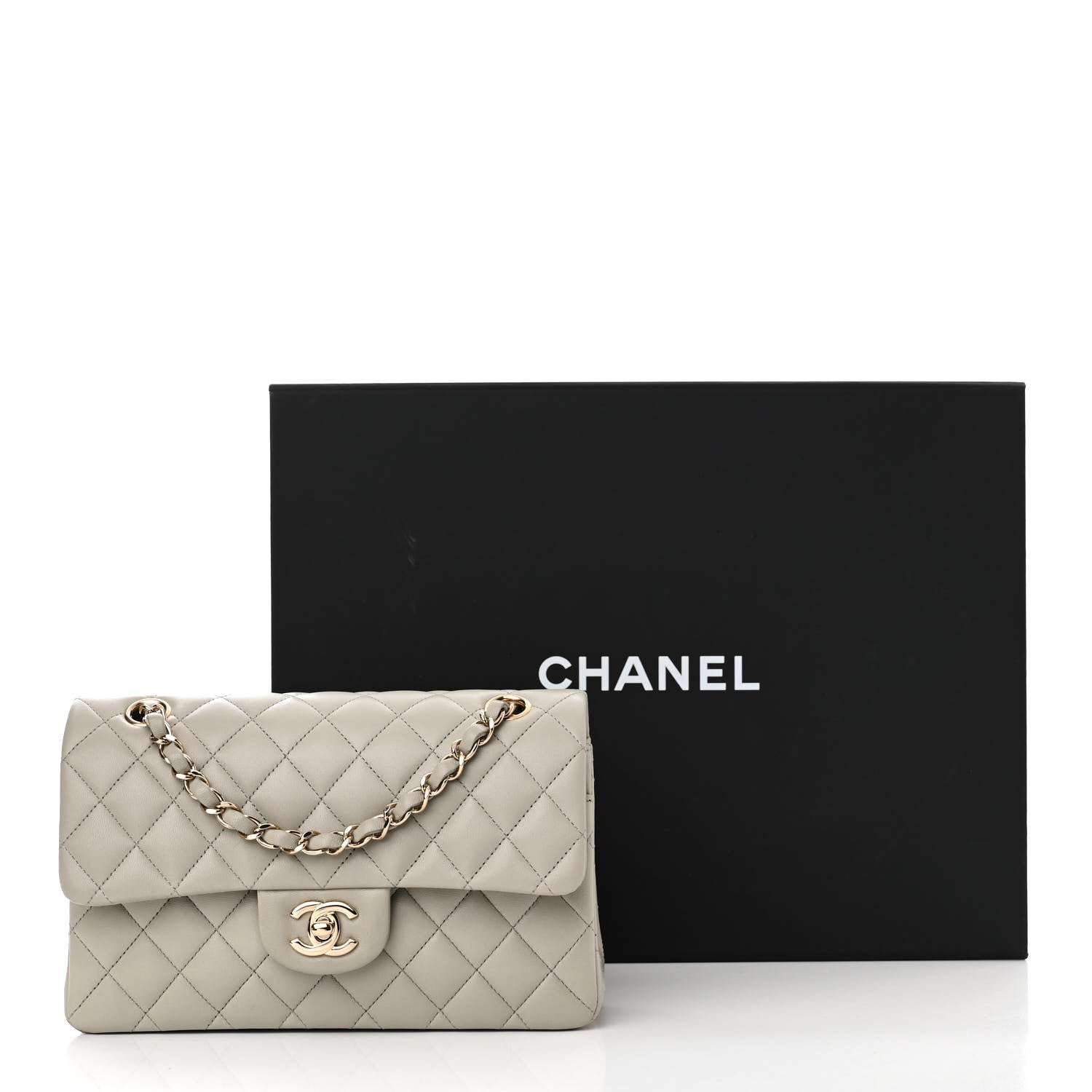 Chanel Lambskin Quilted Small Double Flap Grey 11 of 11