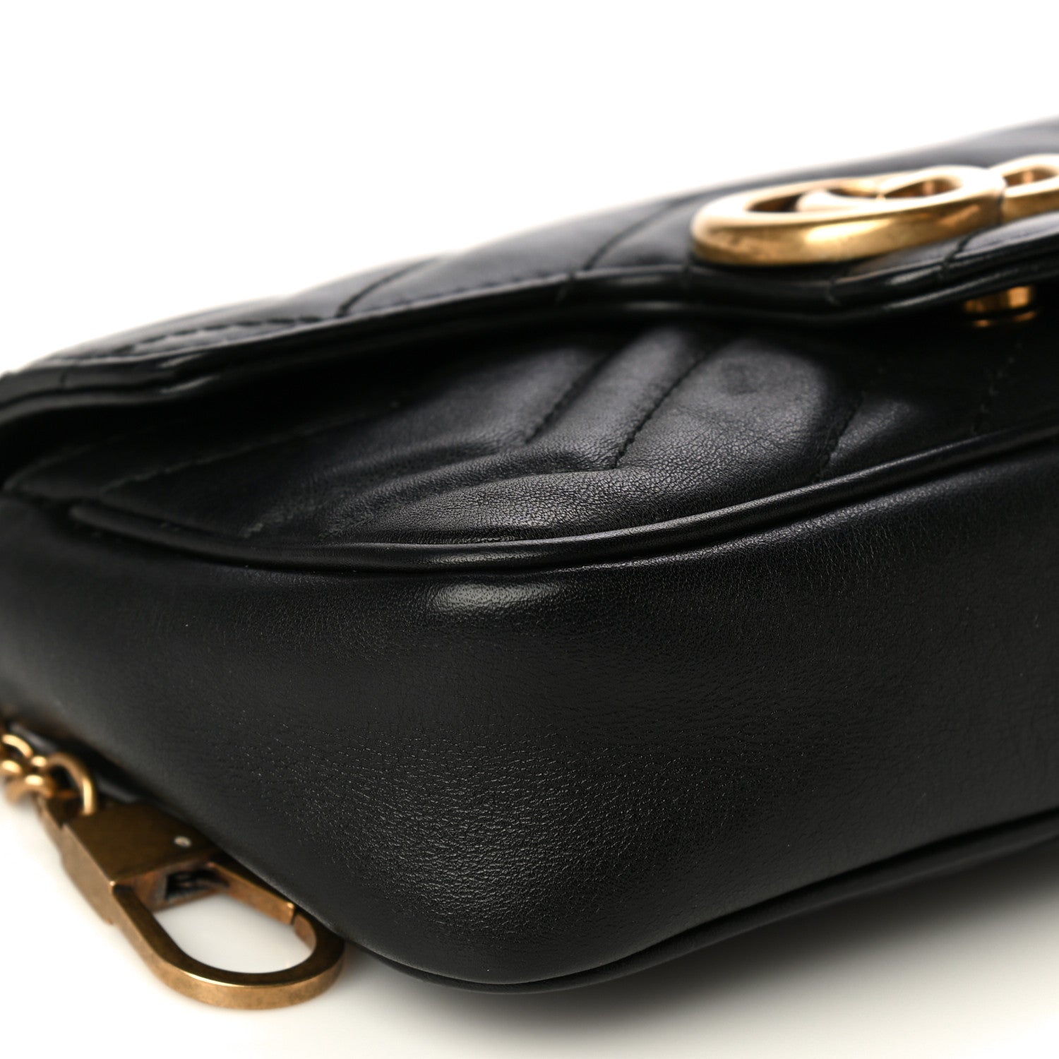 Gucci Calfskin Matelasse Super Mini GG Marmont Shoulder Bag Black 10 of 18
