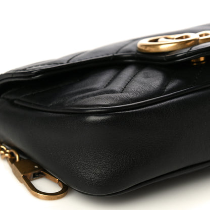 Gucci Calfskin Matelasse Super Mini GG Marmont Shoulder Bag Black 10 of 18