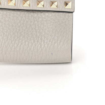 Valentino Garavani Grainy Calfskin Rockstud Double Flap Crossbody Bag Light Grey 10 of 11
