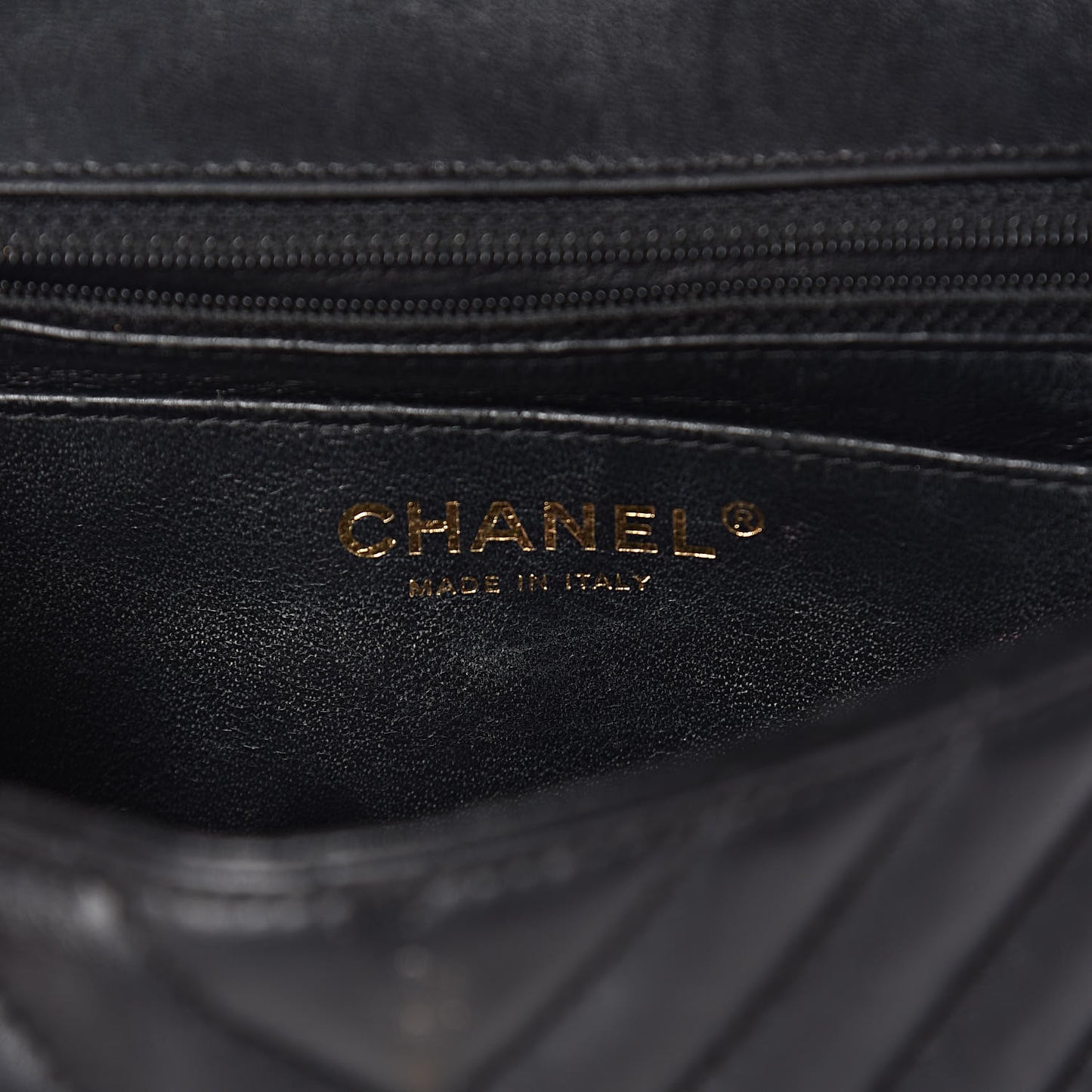Lambskin Chevron Quilted Mini Rectangular Flap Black