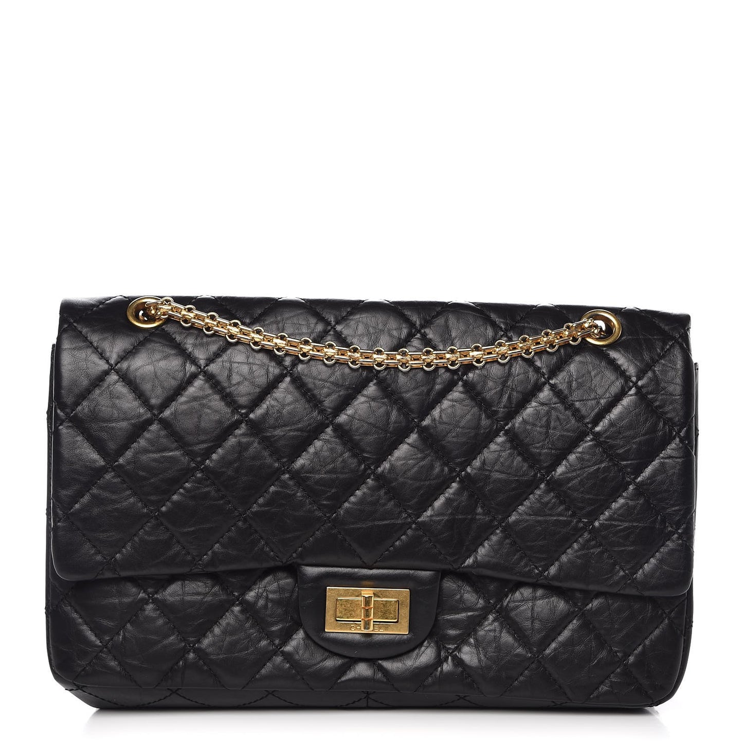 Aged Calfskin Quilted 2.55 Reissue 227 Flap Black