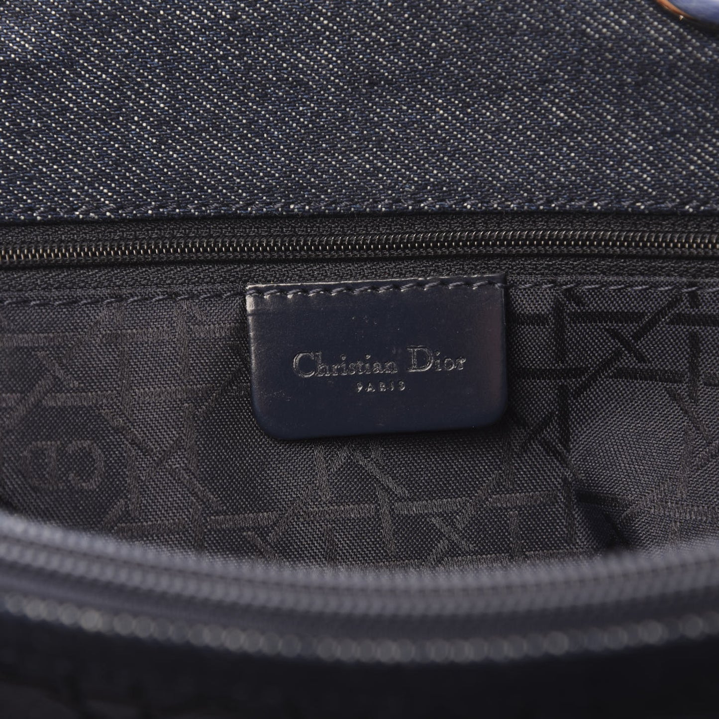 Denim Cannage Large Lady Dior Tote Blue