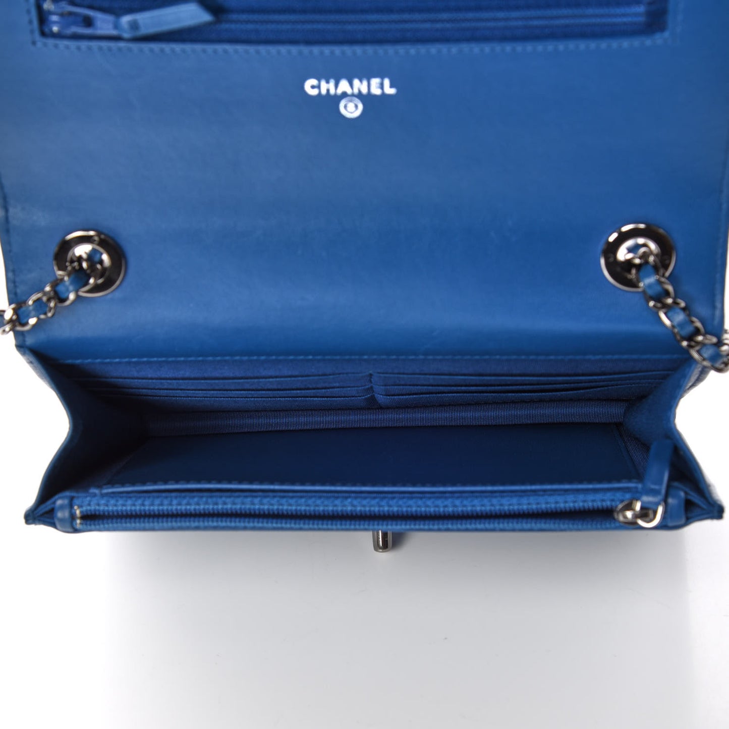 Lambskin Quilted Trendy CC Wallet On Chain WOC Blue