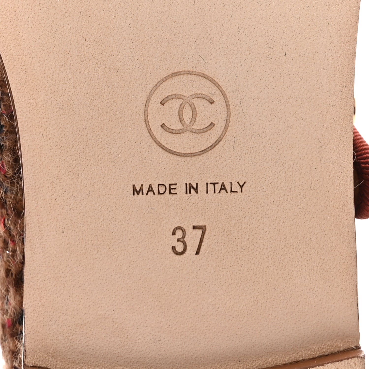 Chanel Wool Tweed Mary Jane Flats 37 Brown Red Dark Blue 7 of 10