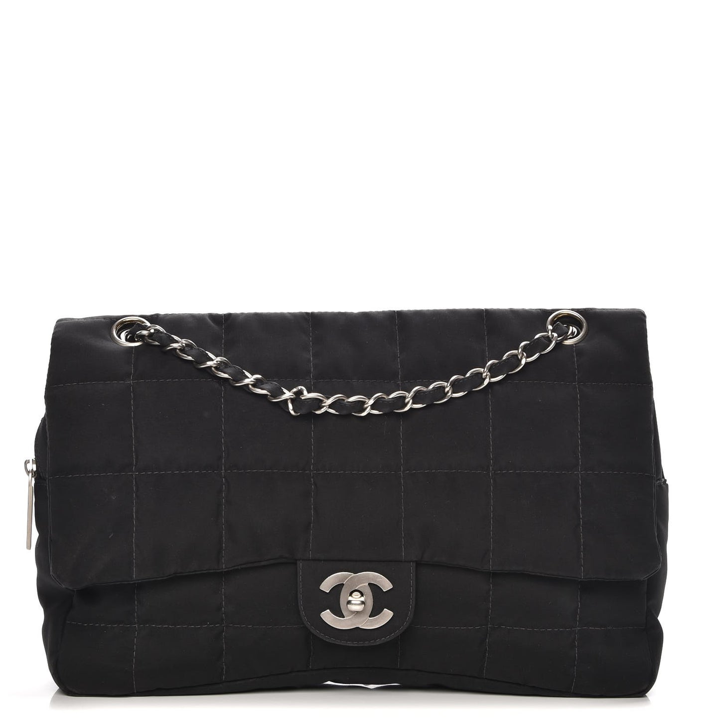 Nylon Square Quilted Flap Black
