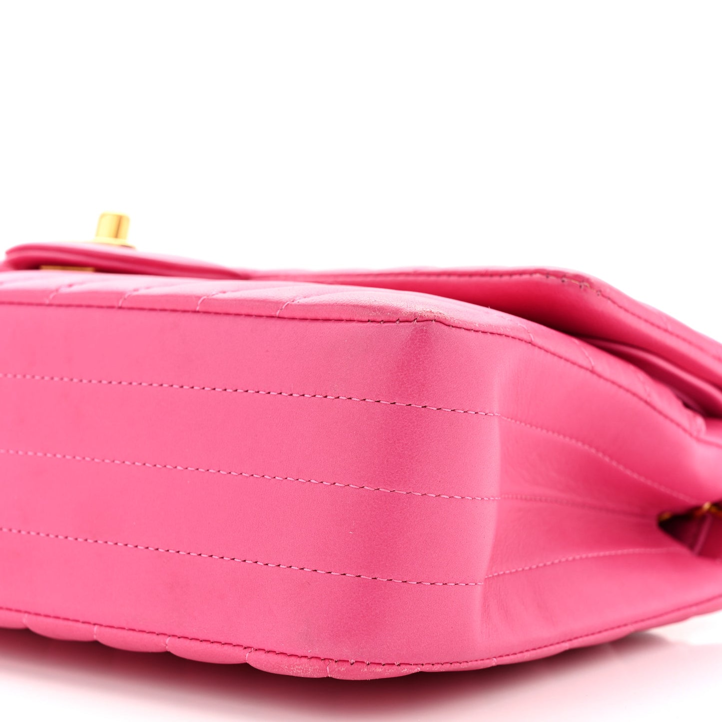 Lambskin Chevron Quilted Medium Double Flap Pink