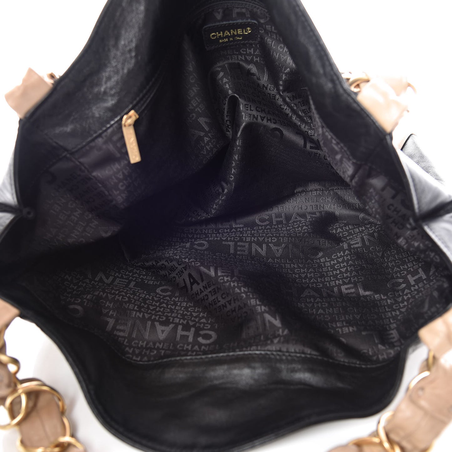 Lambskin Small Olsen Shoulder Bag Black Beige