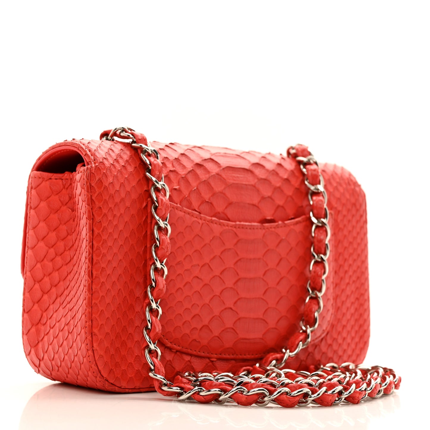 Snakeskin Mini Rectangular Flap Red