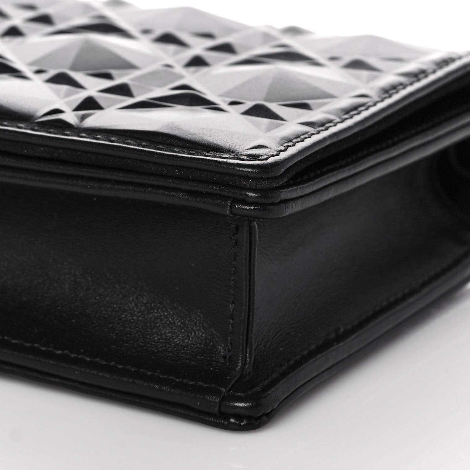 Christian Dior Calfskin Cannage Diamond Lady Dior Chain Wallet Black 7 of 10