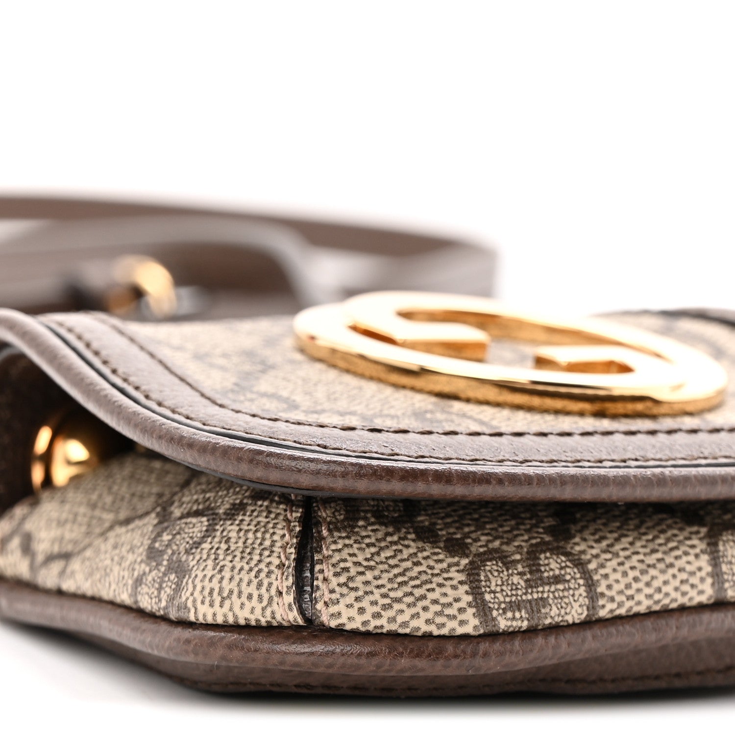 Gucci GG Supreme Monogram Textured Dollar Calfskin Blondie Card Case Wallet with Strap Beige Ebony New Acero 9 of 10