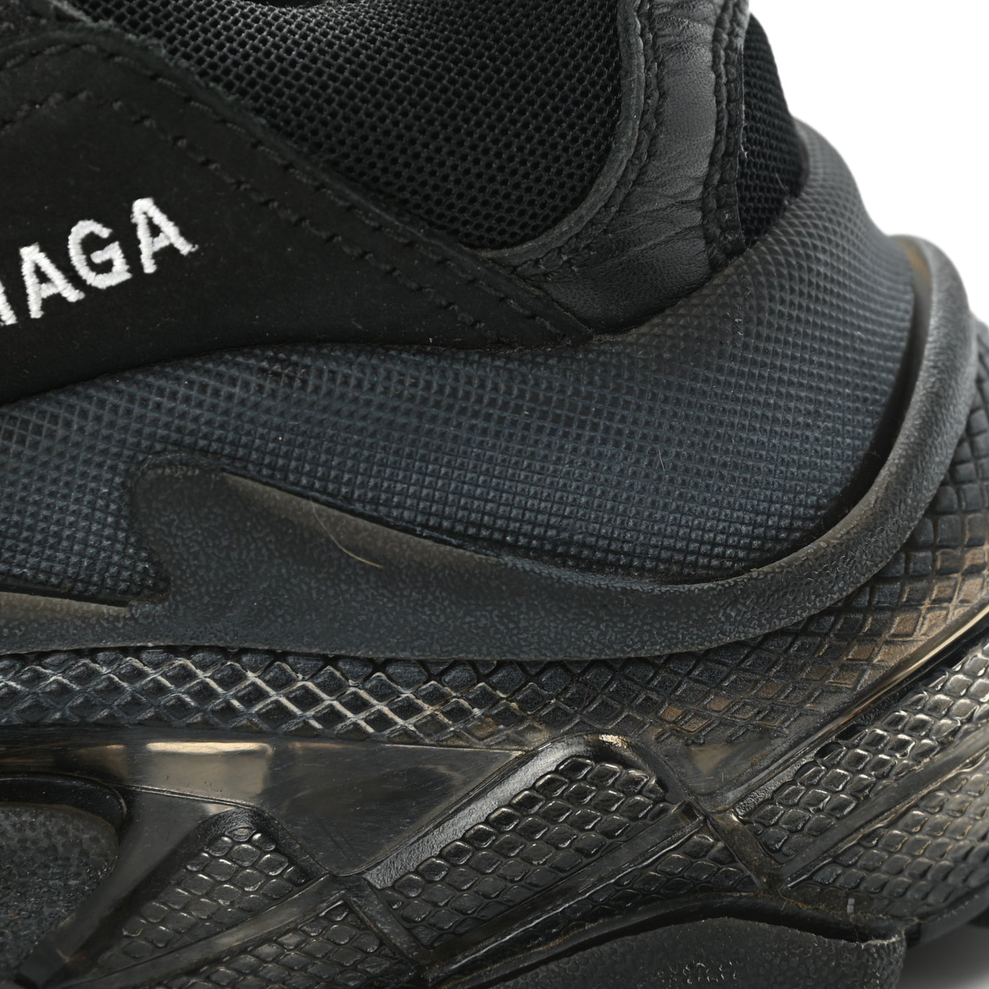 Fabric Mesh Clear Sole Womens Triple S Sneakers 37 Black