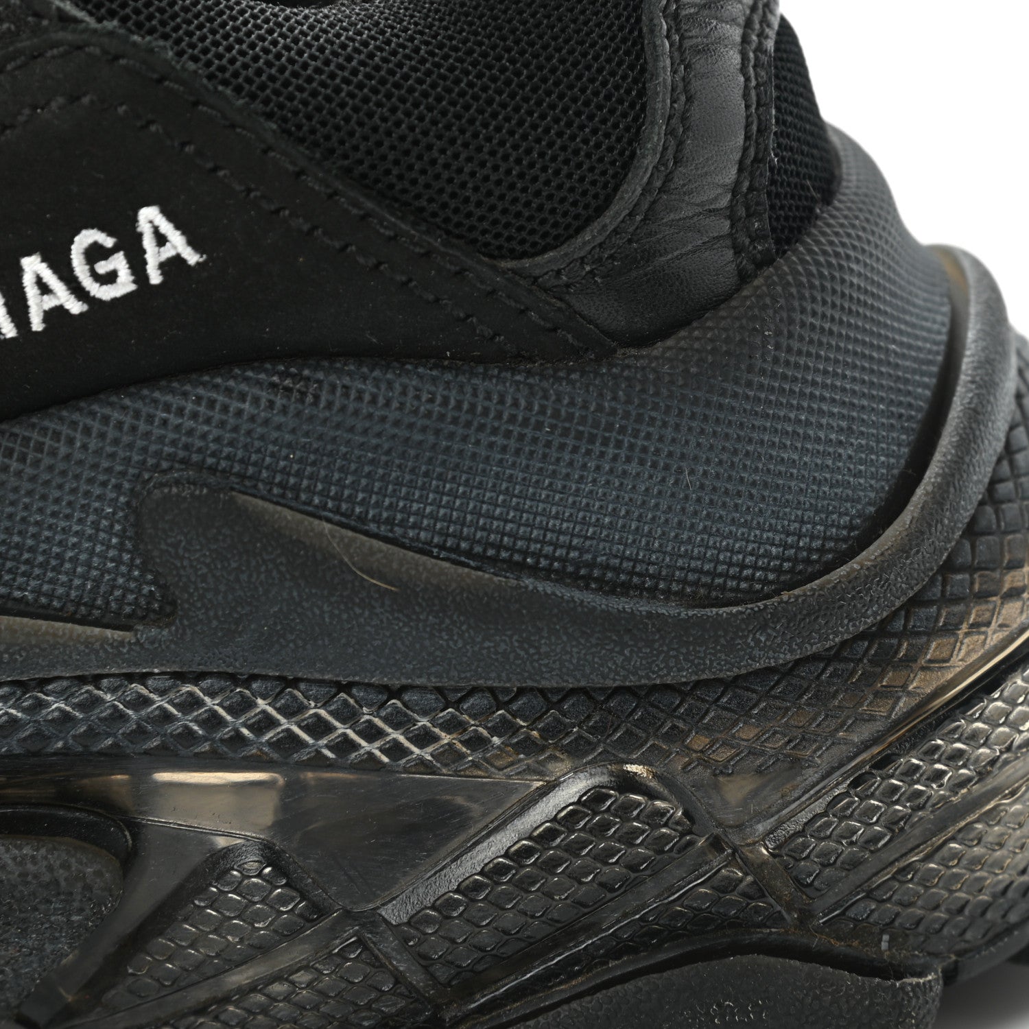 Balenciaga Fabric Mesh Clear Sole Womens Triple S Sneakers 37 Black 10 of 14