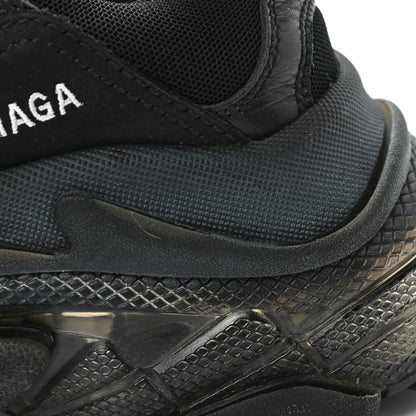 Balenciaga Fabric Mesh Clear Sole Womens Triple S Sneakers 37 Black 10 of 14