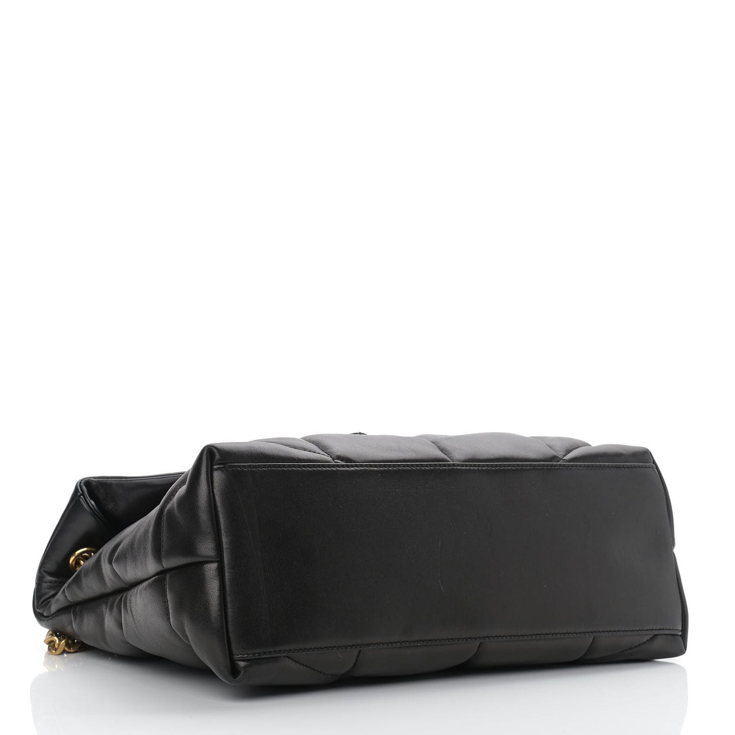Lambskin Quilted Medium Loulou Puffer Monogram Chain Satchel Black