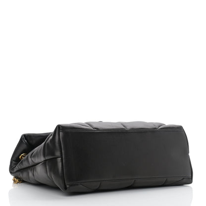 Saint Laurent Lambskin Quilted Medium Loulou Puffer Monogram Chain Satchel Black 4 of 10
