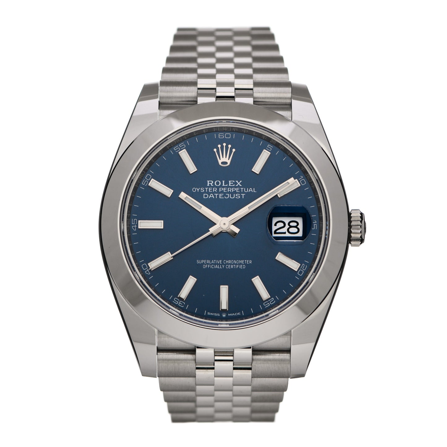 Stainless Steel 41mm Oyster Perpetual Datejust Watch Blue 126300