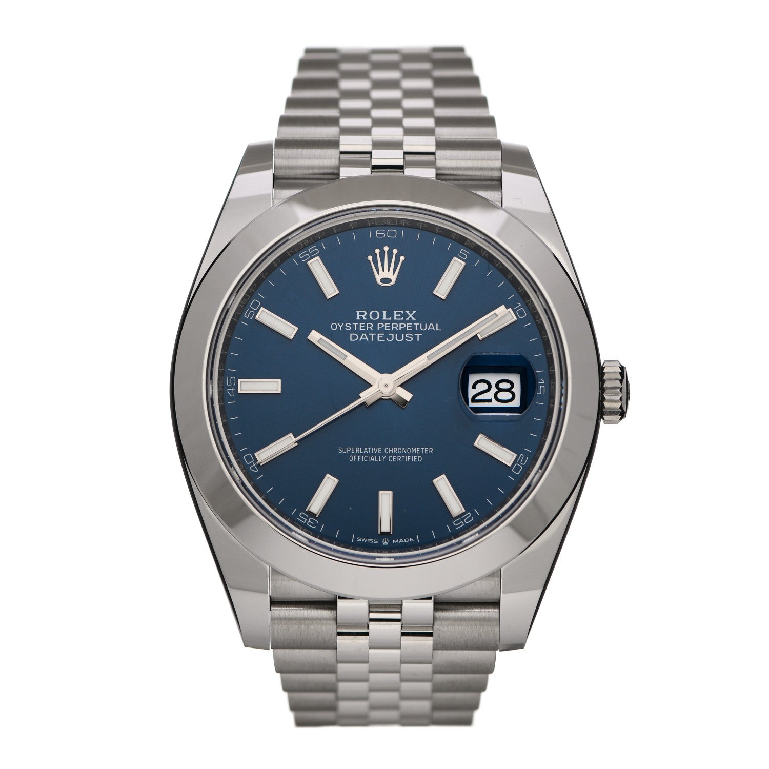 Rolex Stainless Steel 41mm Oyster Perpetual Datejust Watch Blue 126300 1 of 5
