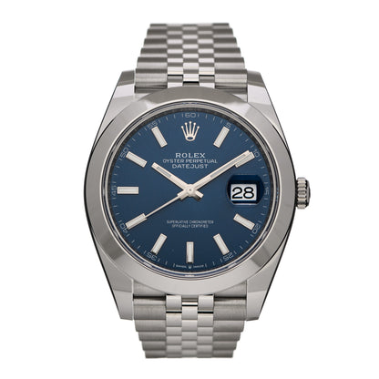 Rolex Stainless Steel 41mm Oyster Perpetual Datejust Watch Blue 126300 1 of 5