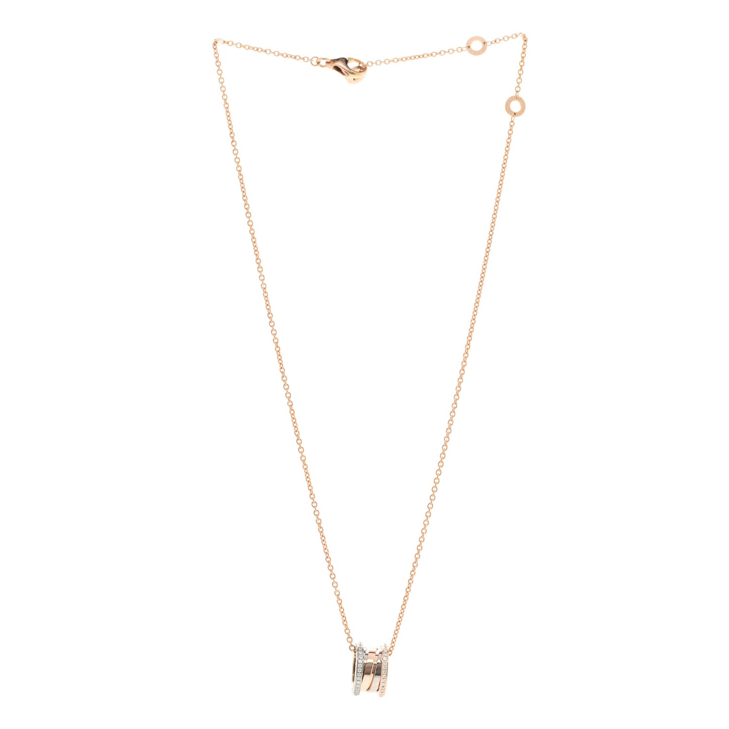 18K Rose White Gold Diamond B.Zero1 Pendant Necklace