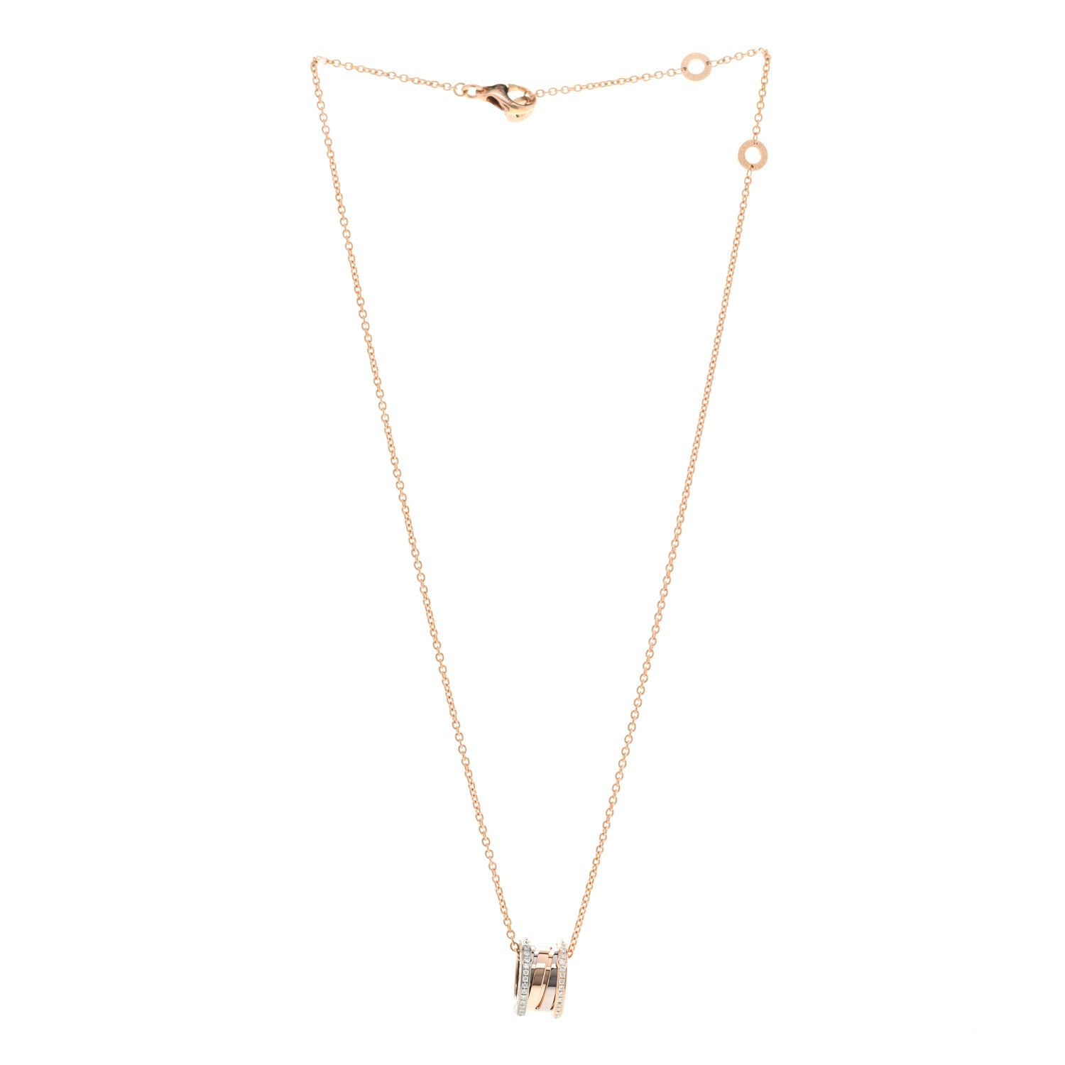 Bulgari 18K Rose White Gold Diamond B.Zero1 Pendant Necklace 3 of 6