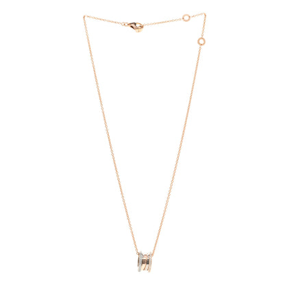 Bulgari 18K Rose White Gold Diamond B.Zero1 Pendant Necklace 3 of 6