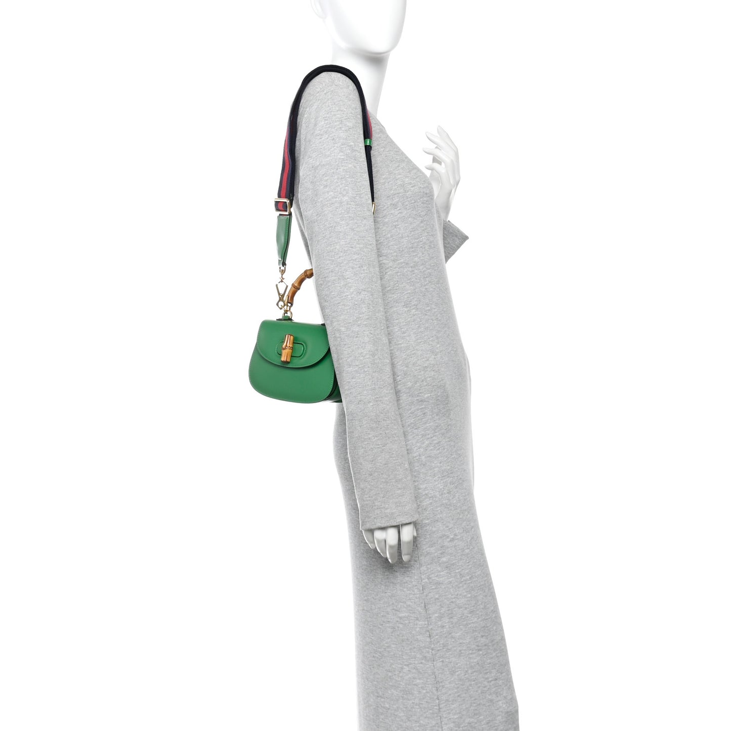 Boarded Dyana Lux Calfskin Web Mini Bamboo 1947 Top Handle Bag Spring Green