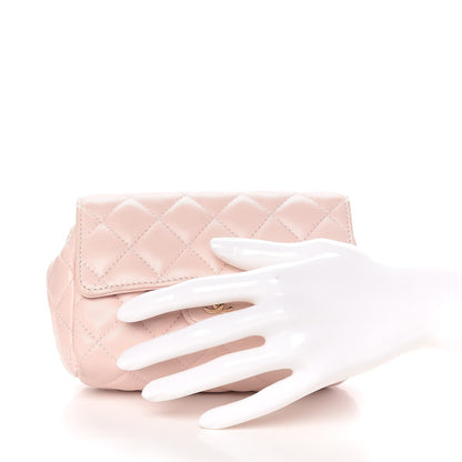 Chanel Lambskin Quilted Flap Cosmetic Case Light Pink 2 of 13