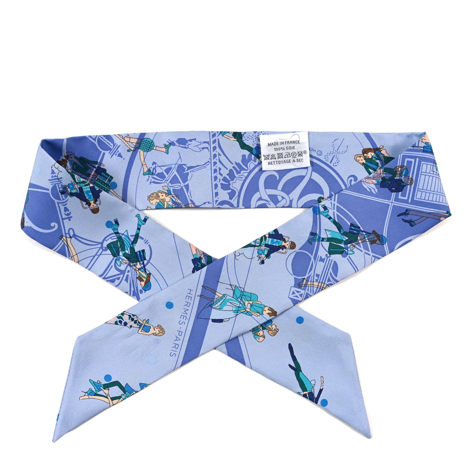 Hermes Silk Ex-Libris Les Parisiennes Twilly Ciel Turquoise Lavender 1 of 3