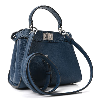 Fendi Cuoio Romano Selleria Macro Stitchings Mini Peekaboo Iconic Satchel Placca Argento 2 of 9