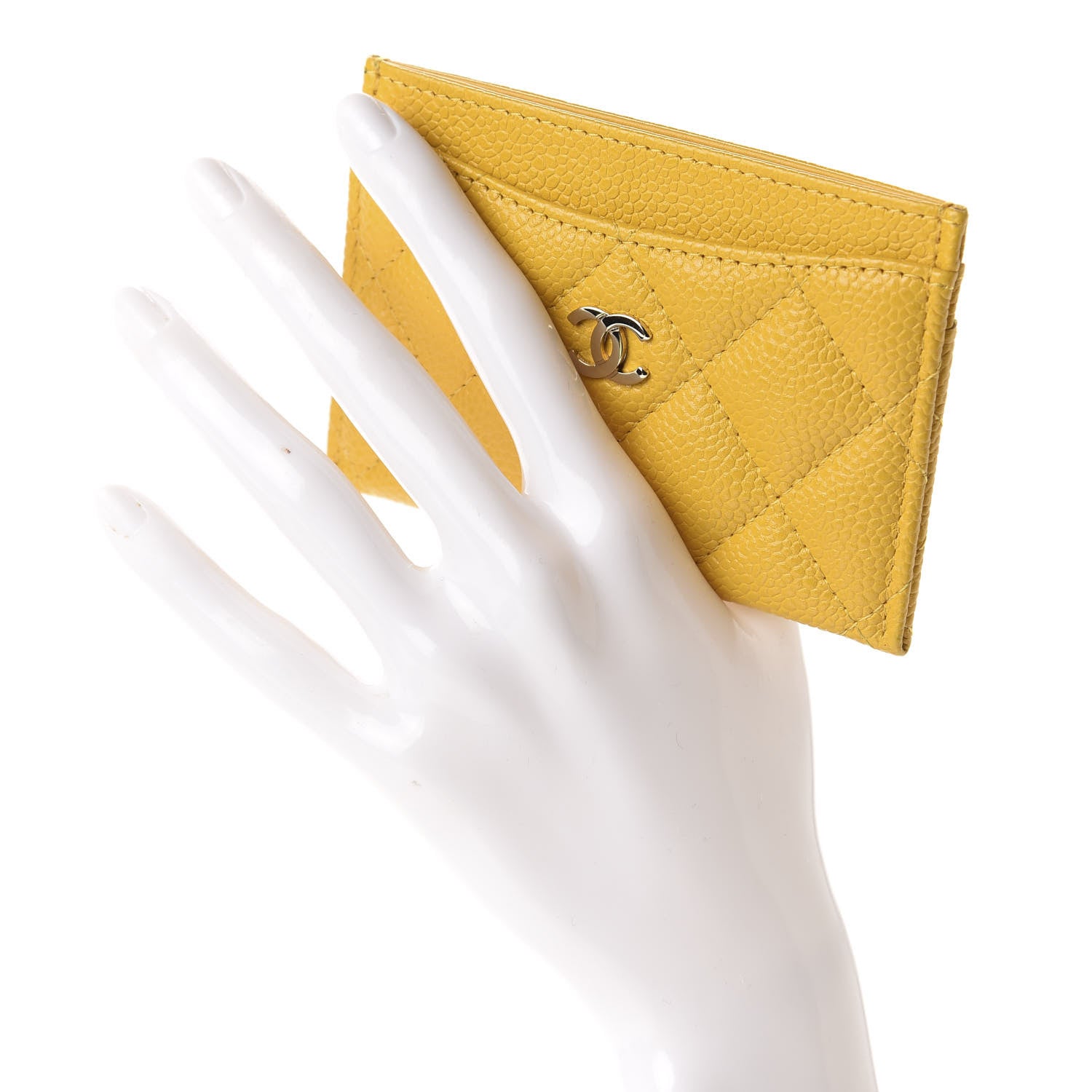 Chanel Caviar Quilted Card Holder Yellow 2 of 10