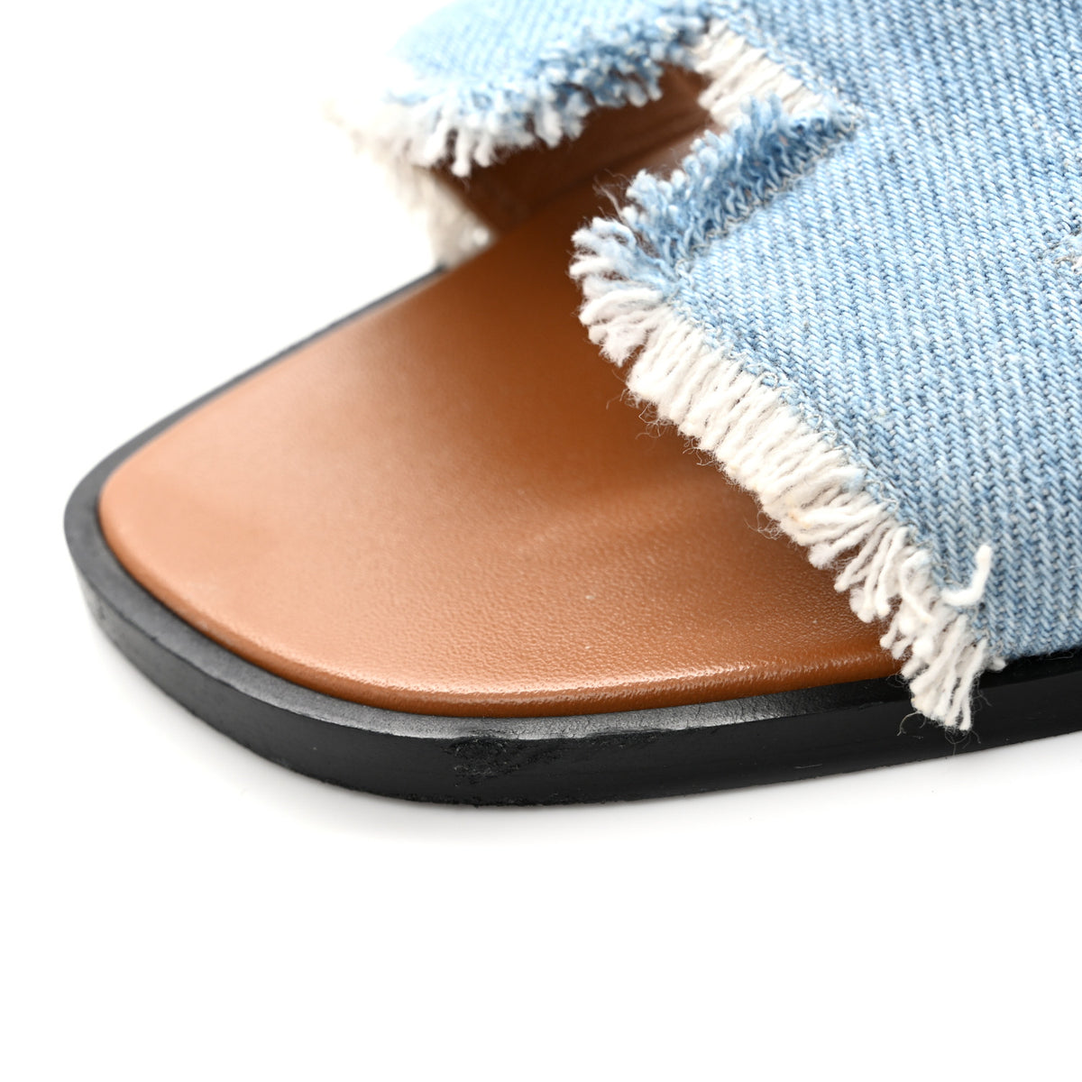 Denim Oran Fringe Sandals 37 Bleu Clair