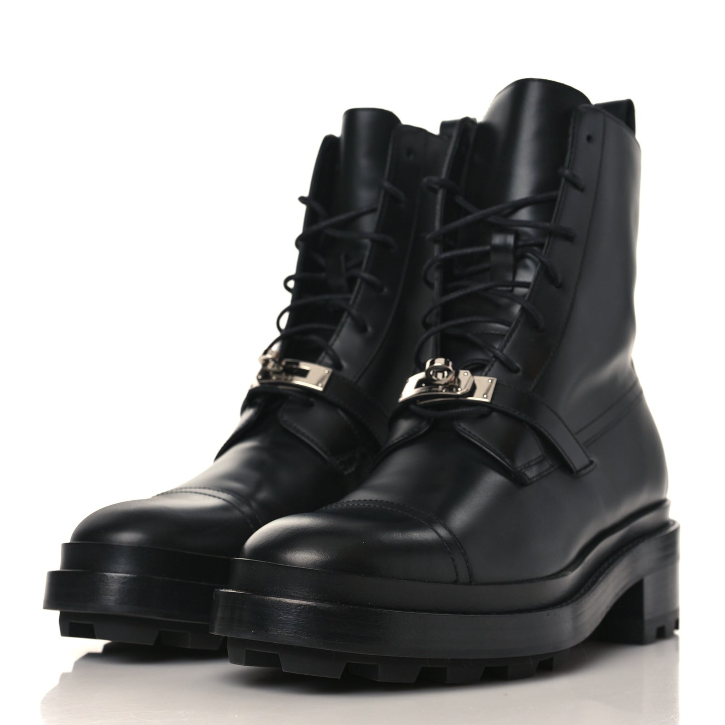 Glossed Calfskin Funk Ankle Boots 39.5 Black