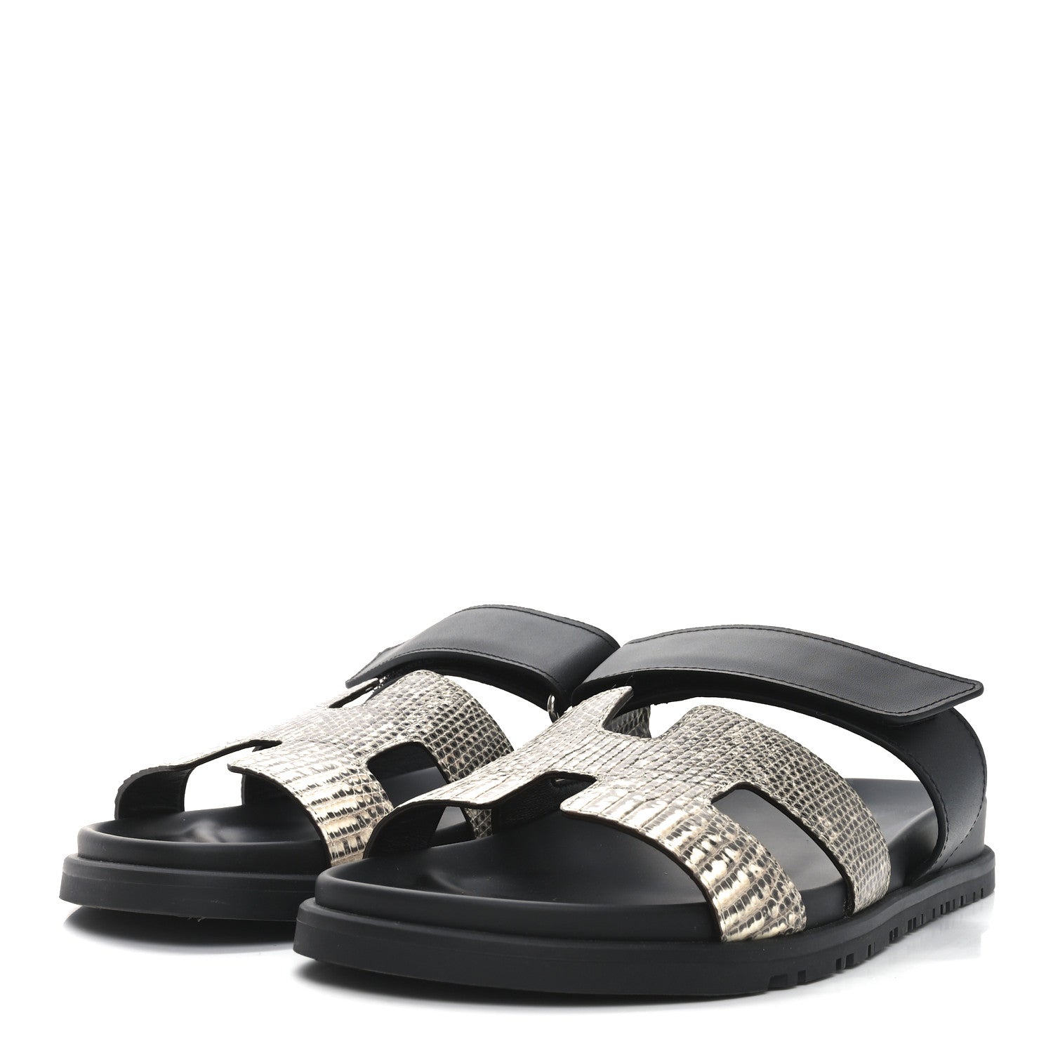 Hermes Lizard Calfskin Womens Chypre Sandals 40 Ombre Black 4 of 8