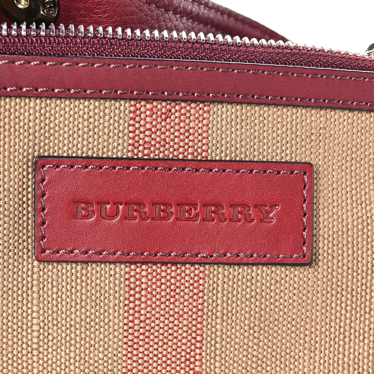 Burberry Canvas Mega Check Mini Ashby Tassel Crossbody Burgundy Red 6 of 12