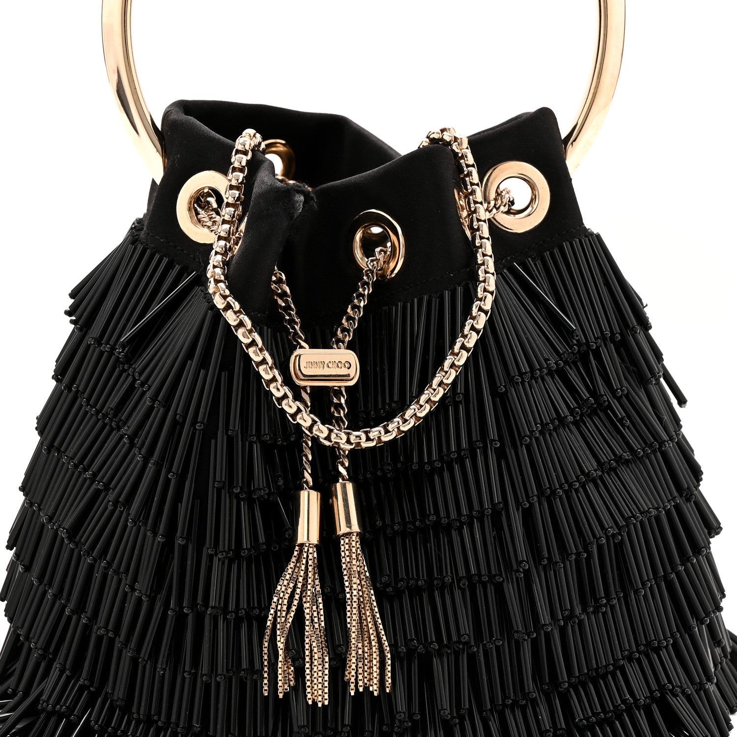 Jimmy Choo Satin Beaded Mini Bon Bon Bag Black 7 of 10