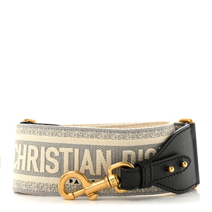 Christian Dior Canvas Embroidered Shoulder Strap Grey 1 of 5