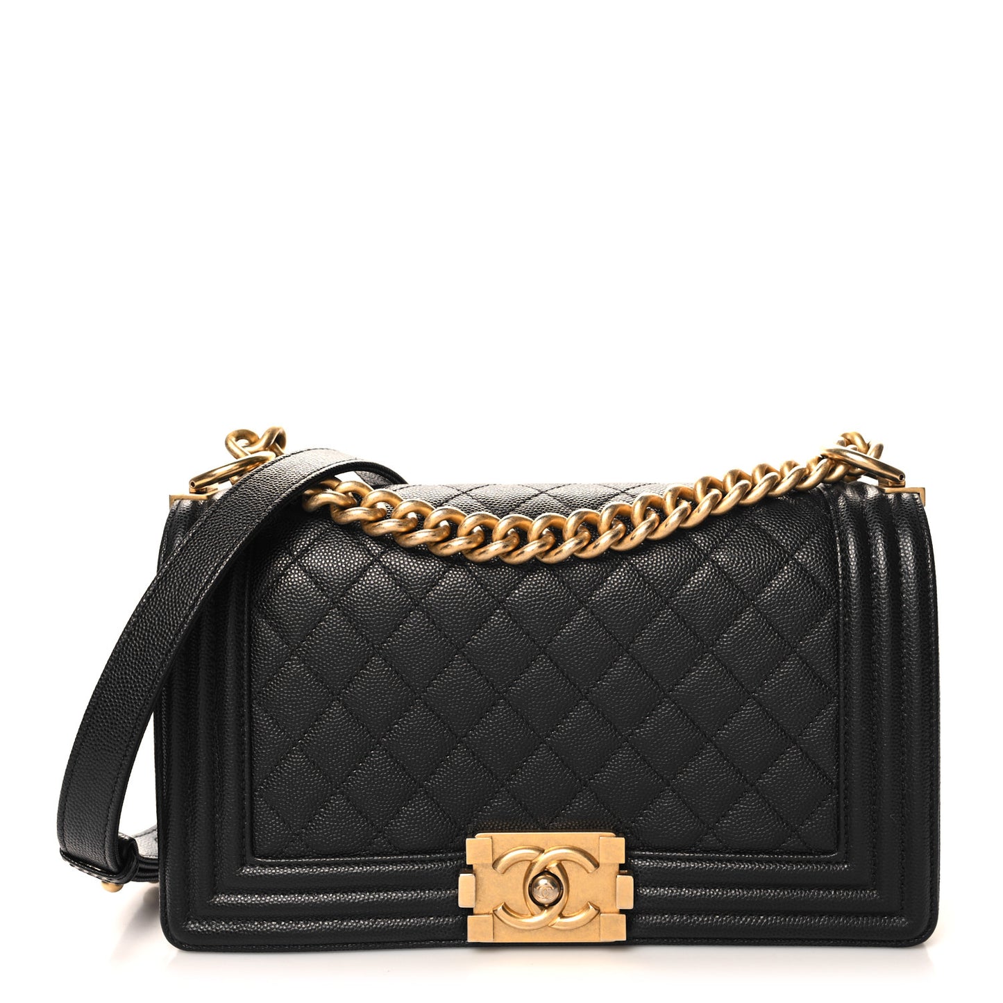 Caviar Quilted Medium Boy Flap Black