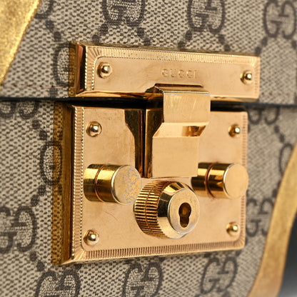 Gucci Calfskin GG Supreme Monogram Small Padlock Shoulder Bag Black Gold 12 of 12
