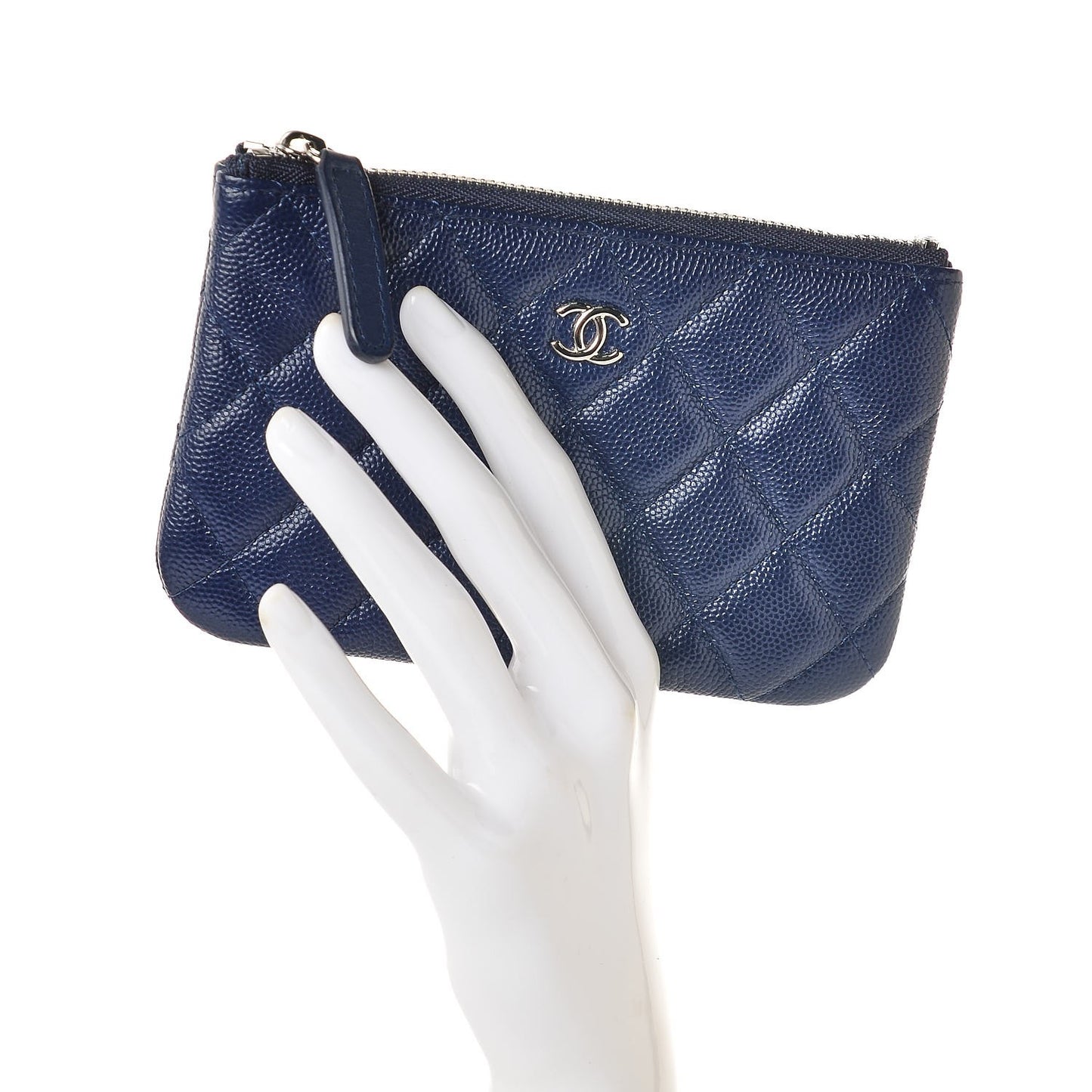 Caviar Quilted Small Cosmetic Case Navy